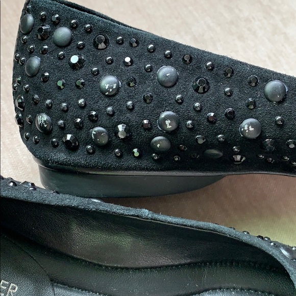 Donald Pliner Black Square Toe Studded Flats 5 - Picture 3 of 8